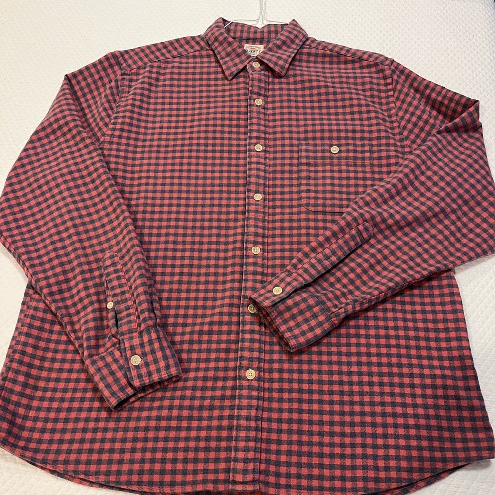 Faherty Pink and DK Grey Plaid Casual Shirt